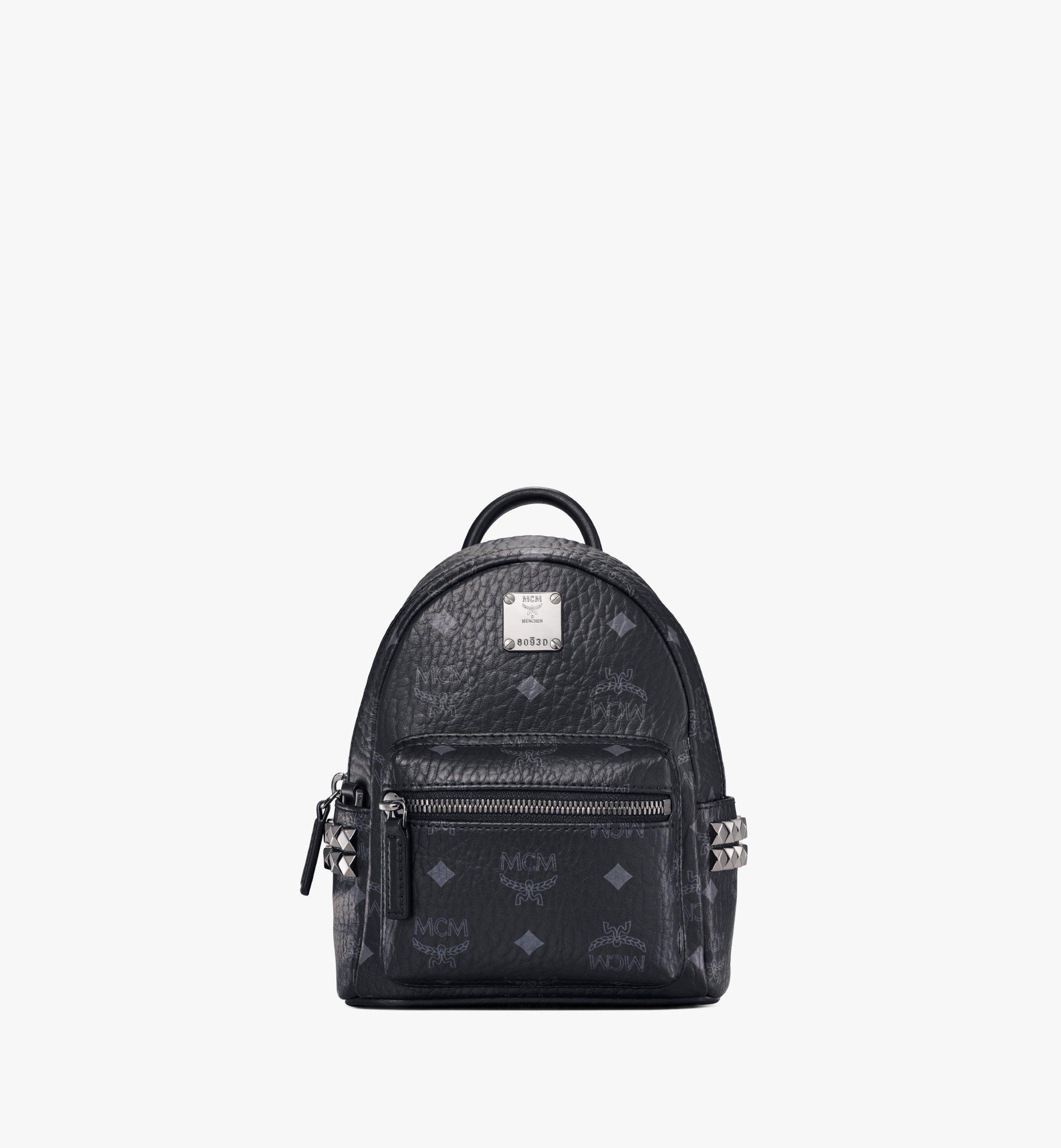 Mcm black sale and white backpack